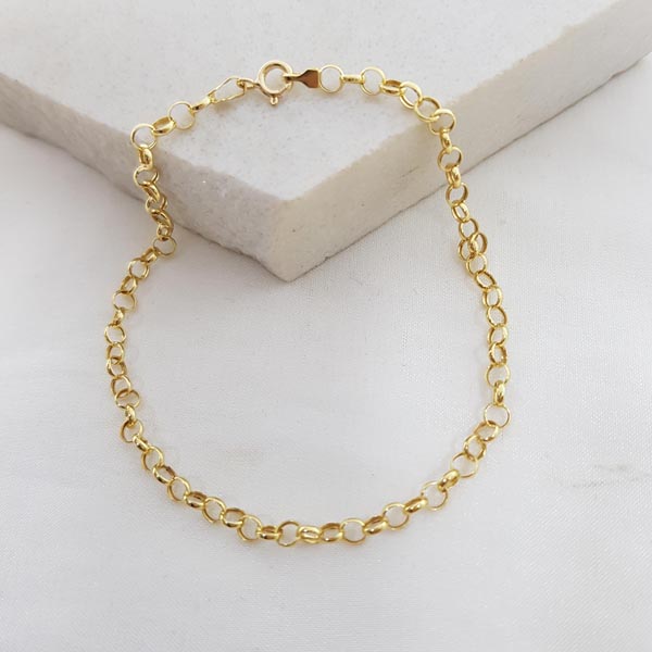 Pulseira Elo Português 3mm Ouro 18k