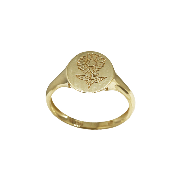 Anel Dedinho Flor Girassol Ouro 18k