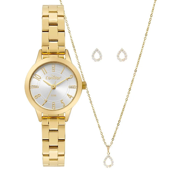 Kit Relógio Condor Feminino Dourado Co2035nwm/k4k