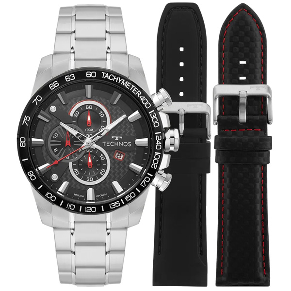 Relógio Technos Masculino Carbon Prata Os1abs/t1e