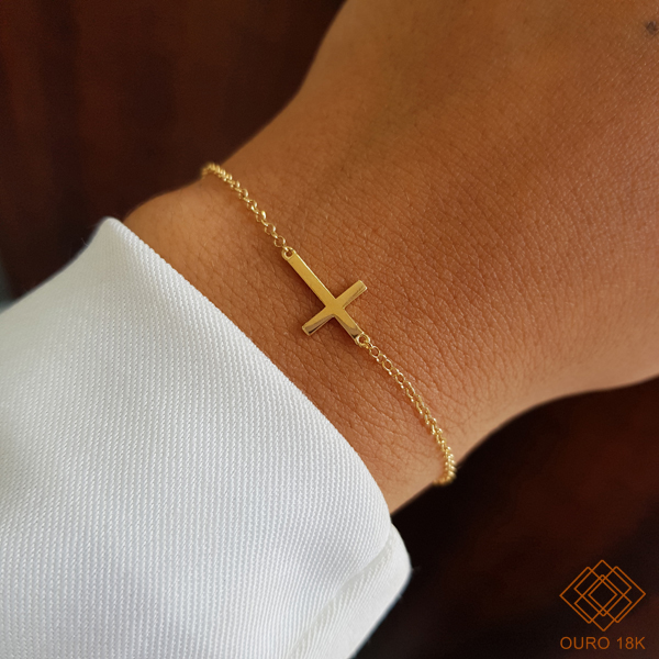 Pulseira Cruz Ouro 18k