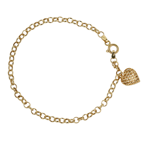 Pulseira Coração Elo Português Ouro 18k