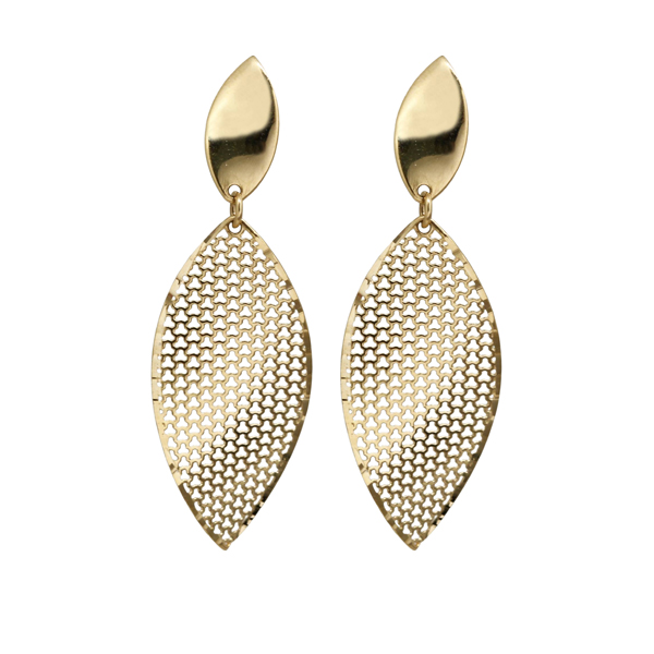 Brinco Folha Esteira Ouro 18k