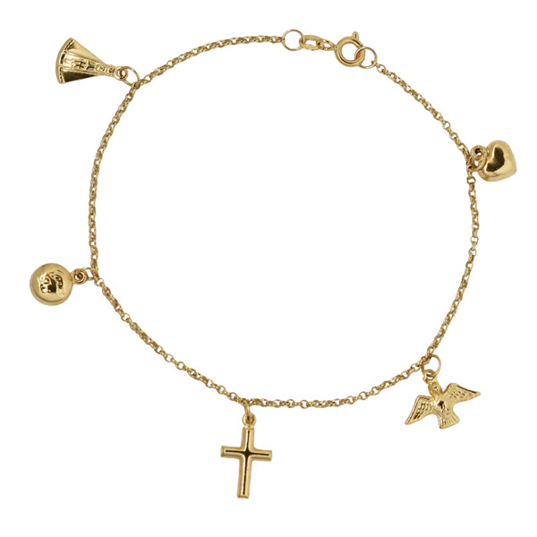 Pulseira Pingentes Religiosos Ouro 18k