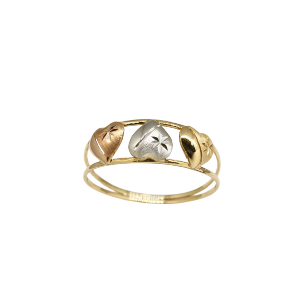 Anel Corações 3 Cores Ouro 18k