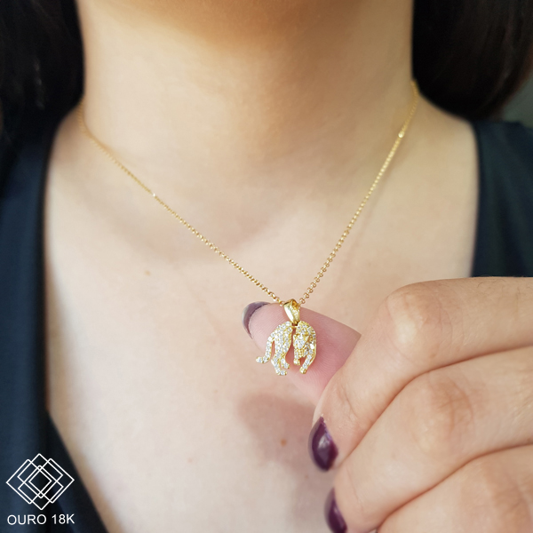 Kit Cordão Ouro 18k + Pingente Pantera Ouro 18k