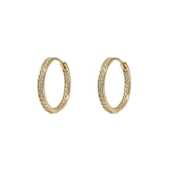 Brinco Argola Ouro 18k Zircônias