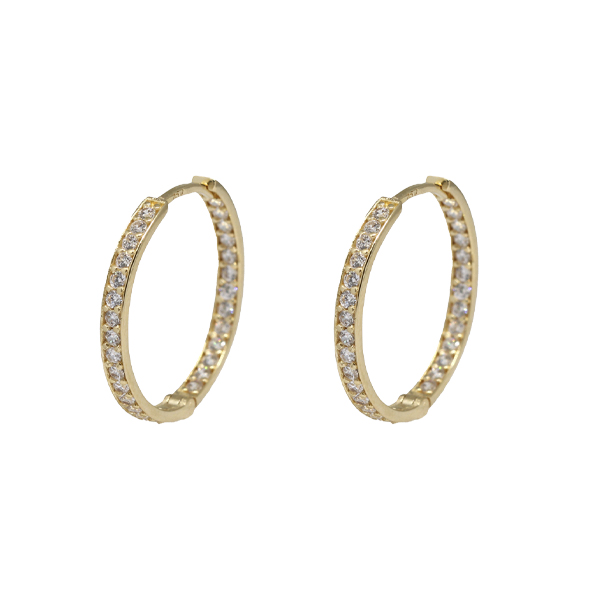 Brinco Argola Ouro 18k Zircônias