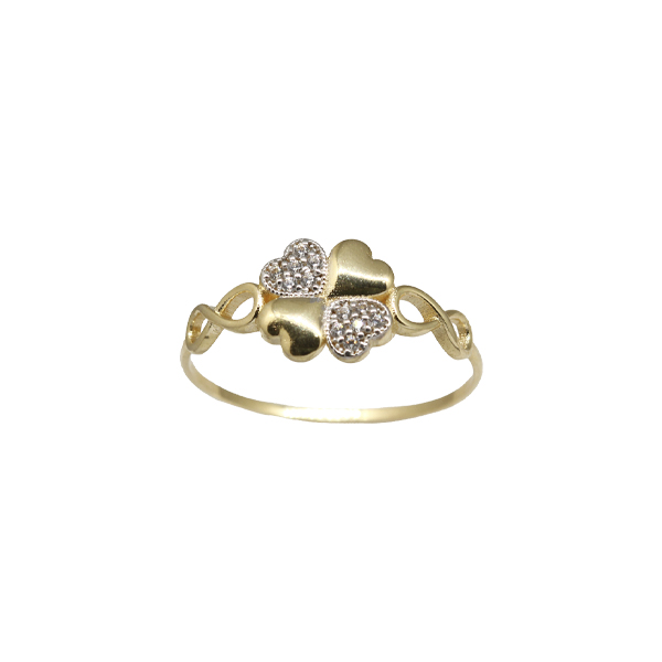 Anel Trevo Ouro 18k Zircônias