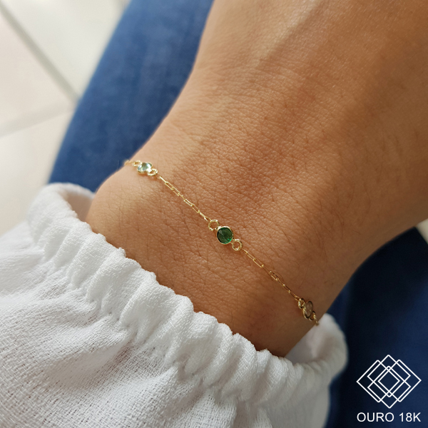 Pulseira Colorida Ouro 18k Zircônia