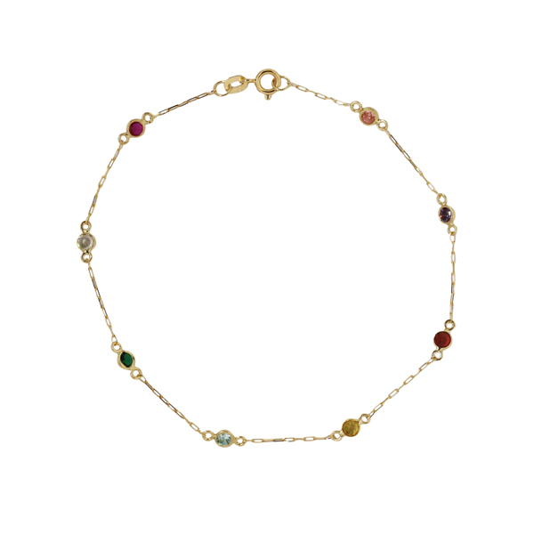 Pulseira Colorida Ouro 18k Zircônia