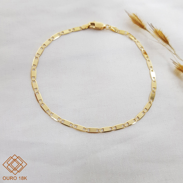 Pulseira Malha Piastrine Ouro 18k