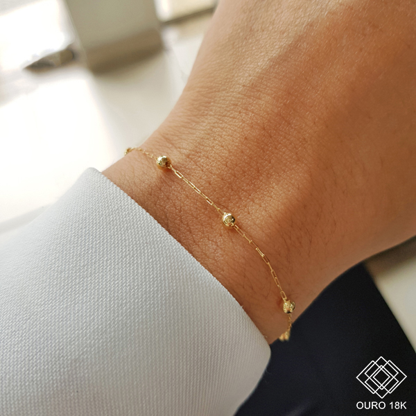Pulseira Esferas Ouro 18k