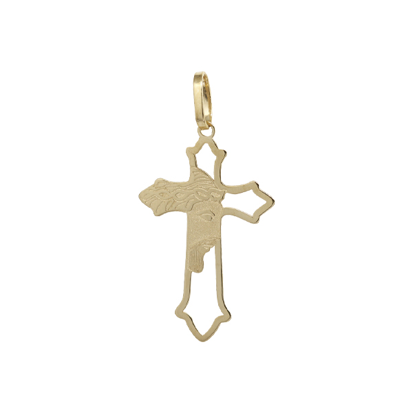 Pingente Cruz Face de Cristo Ouro 18k