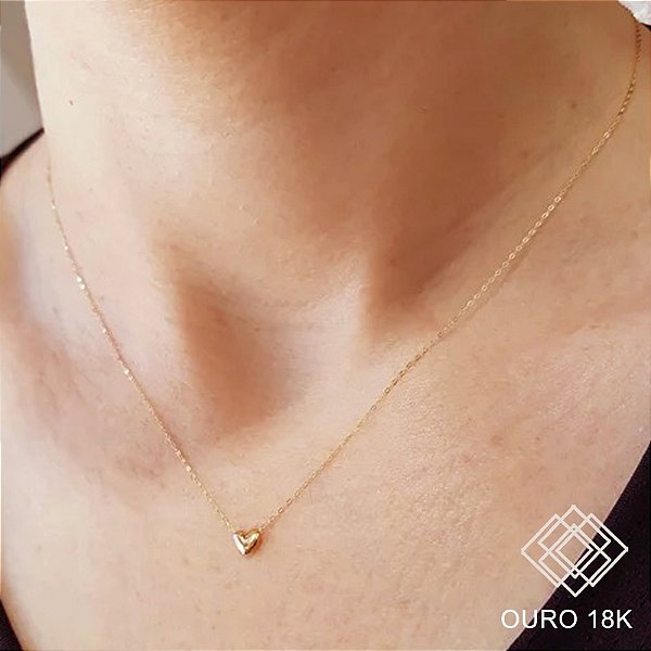 Gargantilha Coração Ouro 18k - 45CM
