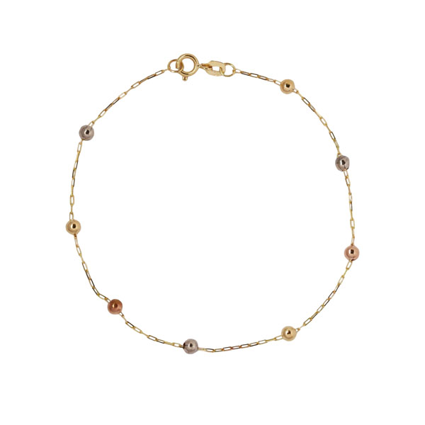 Pulseira Esferas 3 Tons Ouro 18k
