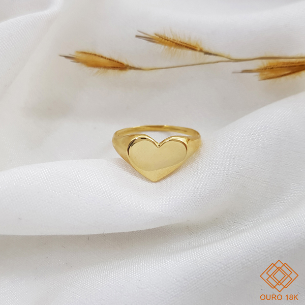 Anel Dedinho Coração Ouro 18k