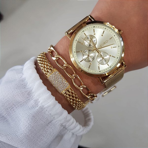 Relógio Euro Feminino Dourado Eu6p27ab/4d