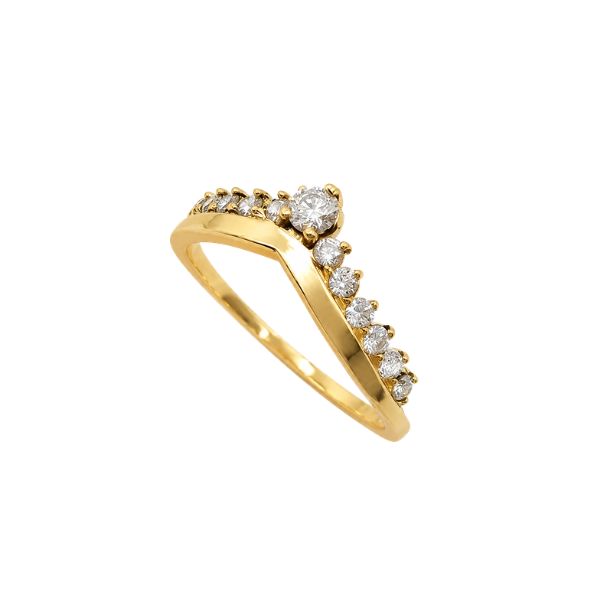 Anel Asa Delta Ouro 18k e Moissanite