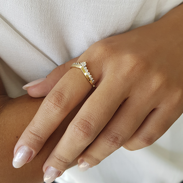 Anel Asa Delta Ouro 18k Diamante Laboratório 46pts