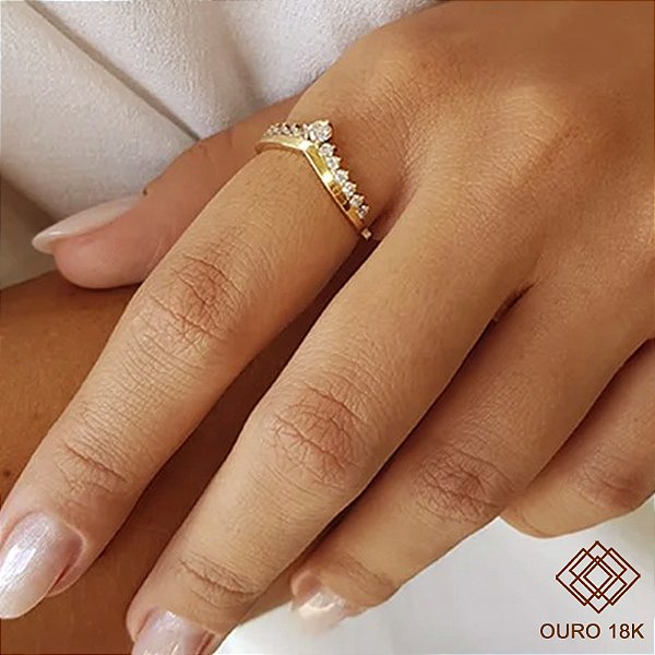 Anel Asa Delta Ouro 18k Diamante Laboratório 46pts