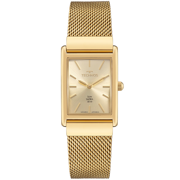 Relógio Technos Slim Dourado Vidro Safira - Gl22ap/1x