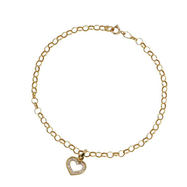 Kit Pulseira Ouro 18k + Pingente Coração Ouro 18k