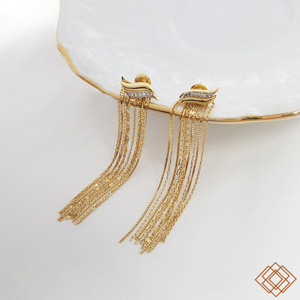 Brinco Franjas Ouro 18k com Diamantes