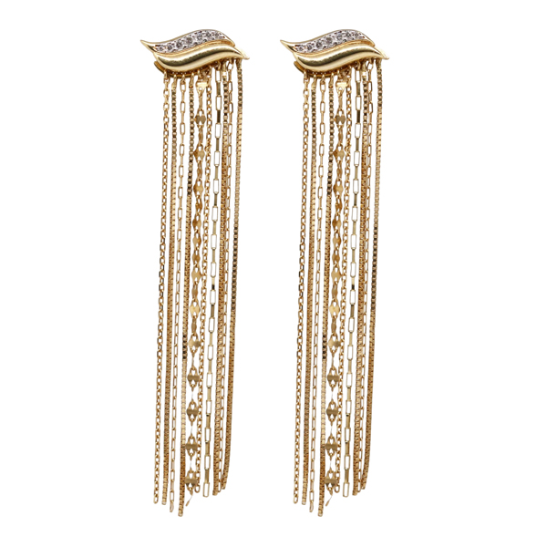 Brinco Franjas Ouro 18k com Diamantes
