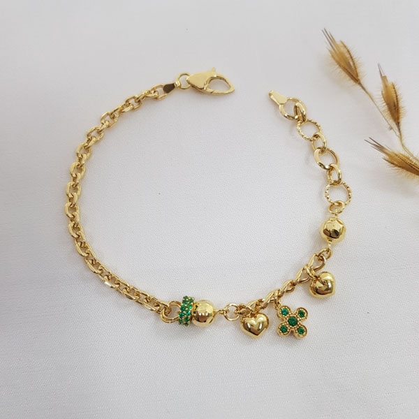 Pulseira Elo Português Corações Ouro 18k