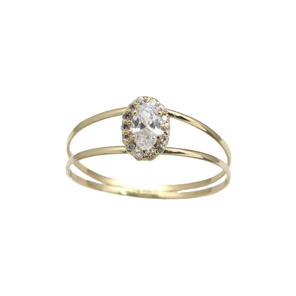 Anel Solitário Oval Ouro 18k Zircônia
