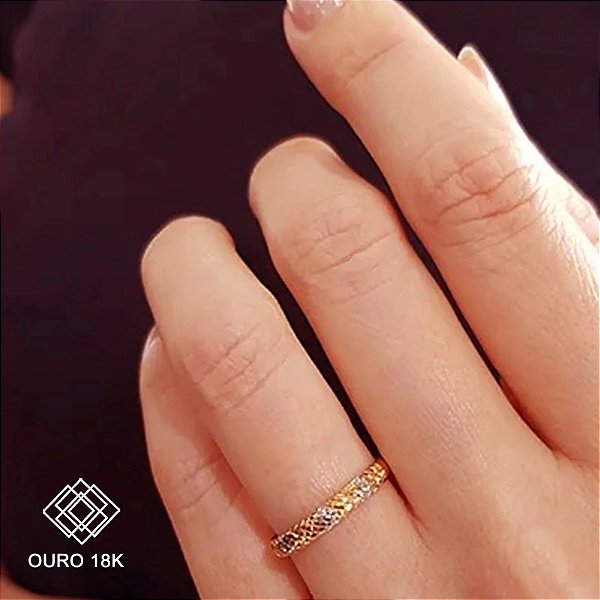 Anel Aparador 3 Tons Ouro 18k