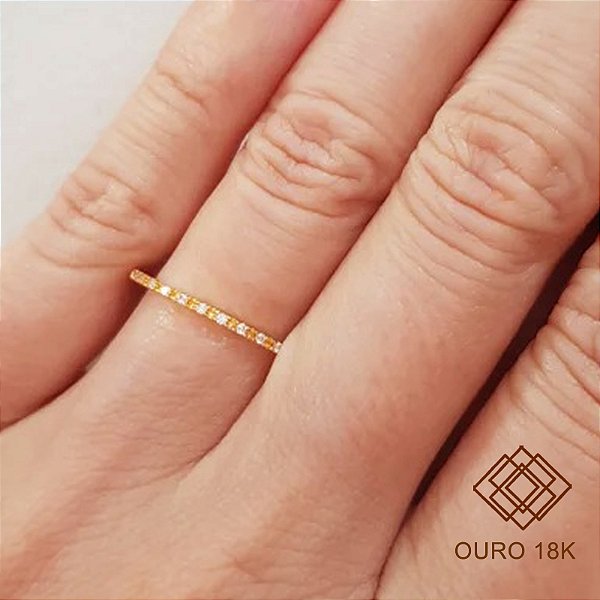 Anel Aparador Ouro 18k Zircônias