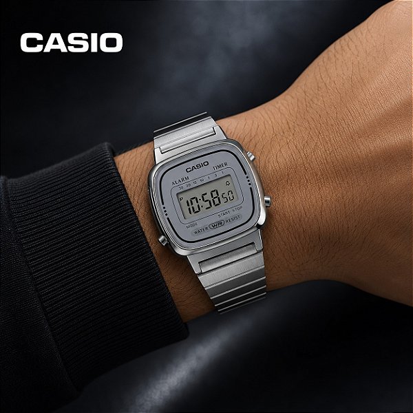 Relógio Casio Digital Vintage Prata Unissex La670wa-7df-sc