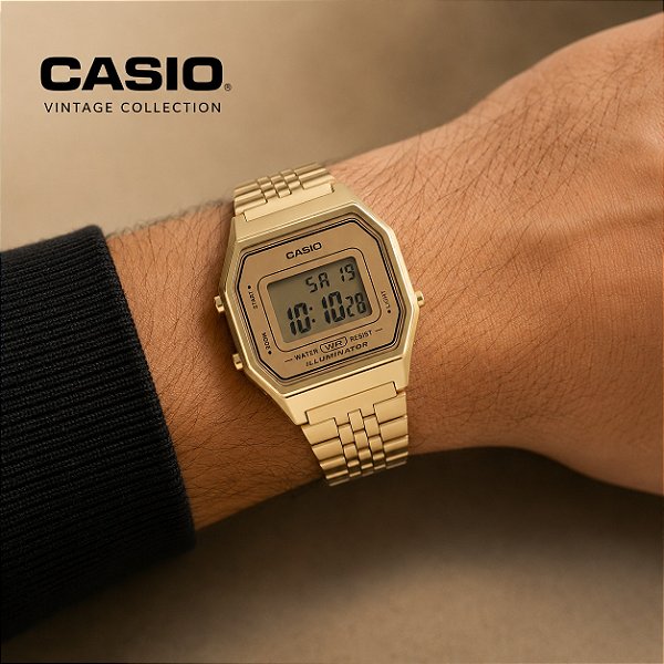 Relógio Casio Vintage Dourado Unissex La680wga-9df-sc