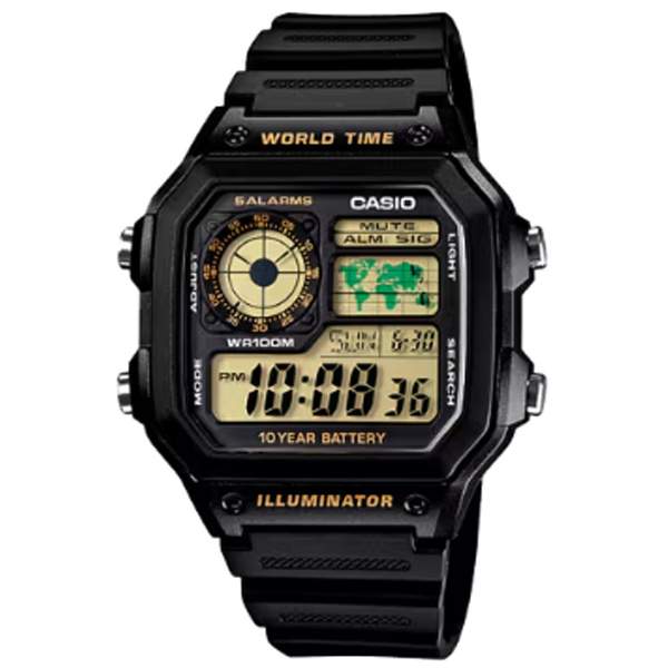Relógio Casio World Time Masculino Ae-1200wh-1bvdf-sc