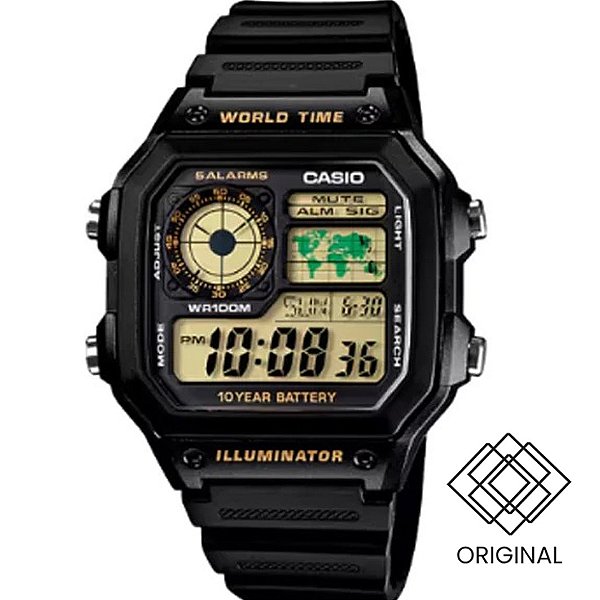 Relógio Casio World Time Masculino Ae-1200wh-1bvdf-sc