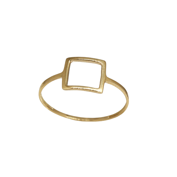 Anel Minimalista Quadrado Ouro 18k