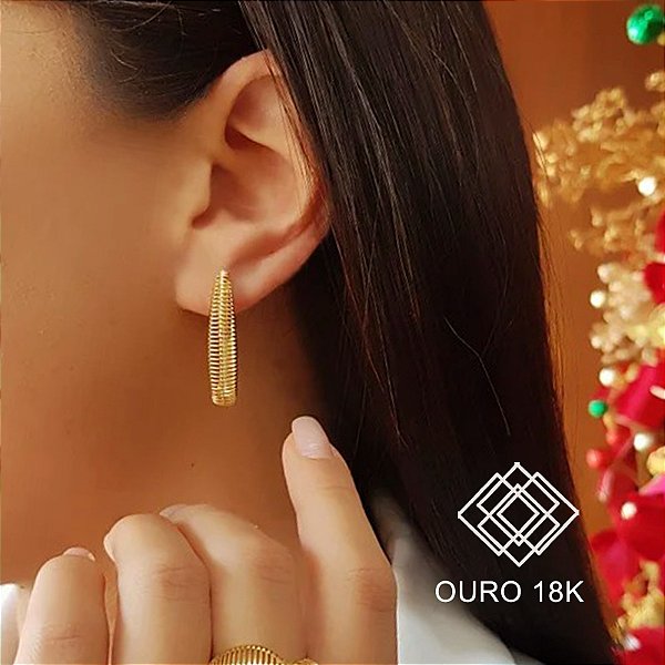 Brinco Argola Duo Filigrana Ouro 18k