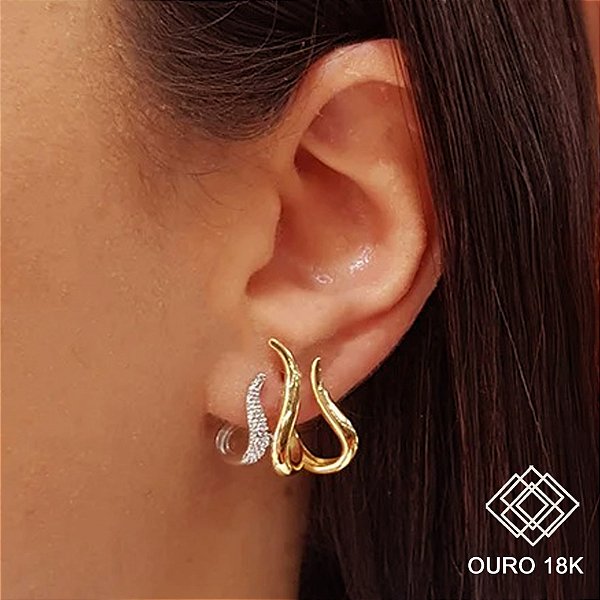Brinco 3 Elos Bold Ouro 18k