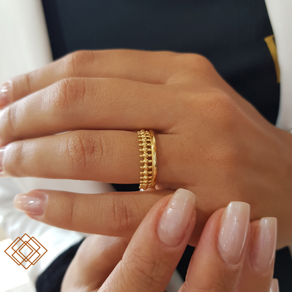 Anel Duo Esferas Ouro 18k