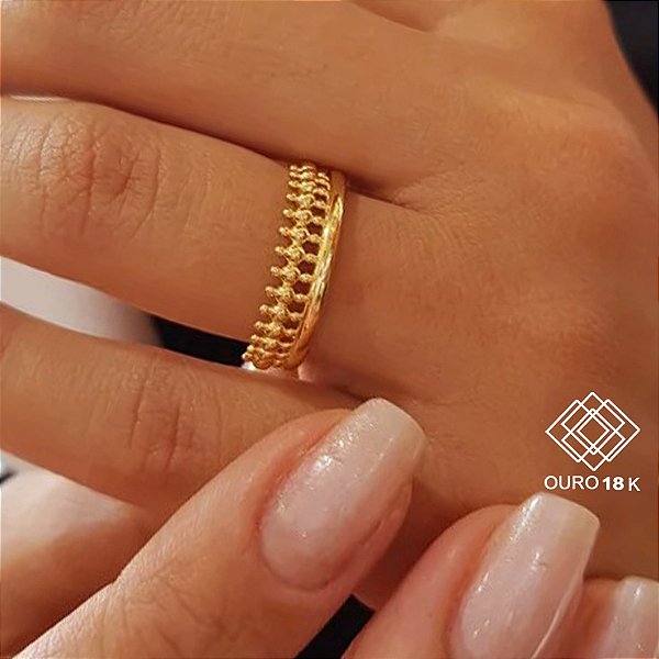Anel Duo Esferas Ouro 18k