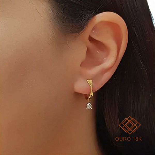 Brinco Ouro 18k com Pingente Topázio