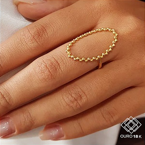 Anel Oval Esferas em Ouro 18k