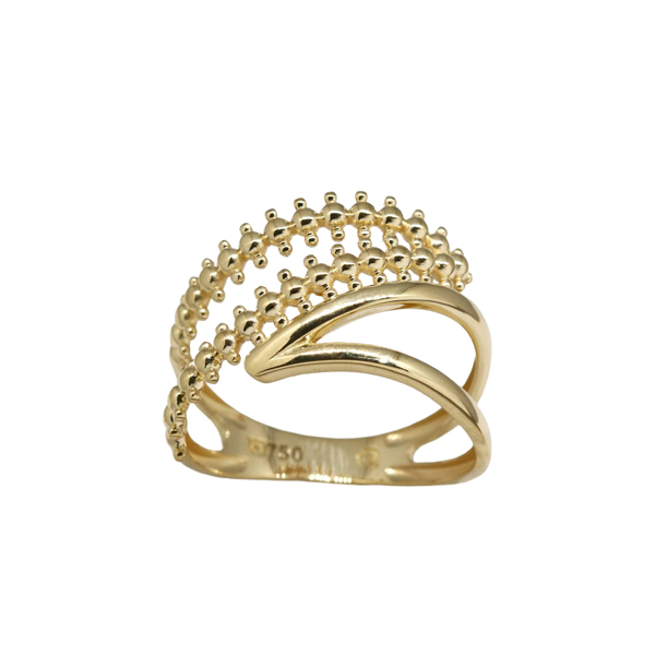 Anel Vazado Esferas em Ouro 18k