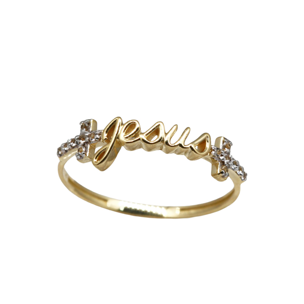 Anel Jesus Ouro 18k e Topázio