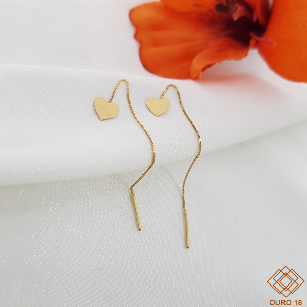 Brinco Coração Fio Veneziano Ouro 18k