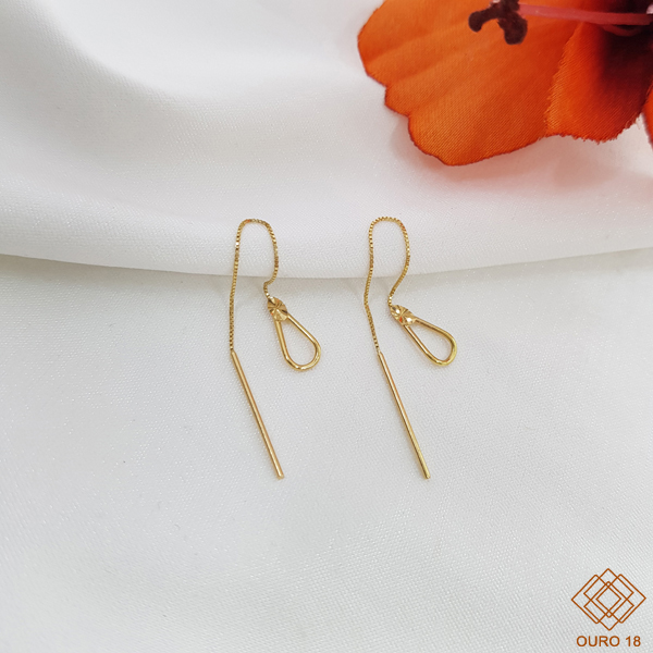 Brinco Gota Fio Veneziano Ouro 18k