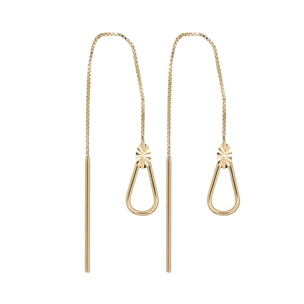Brinco Gota Fio Veneziano Ouro 18k