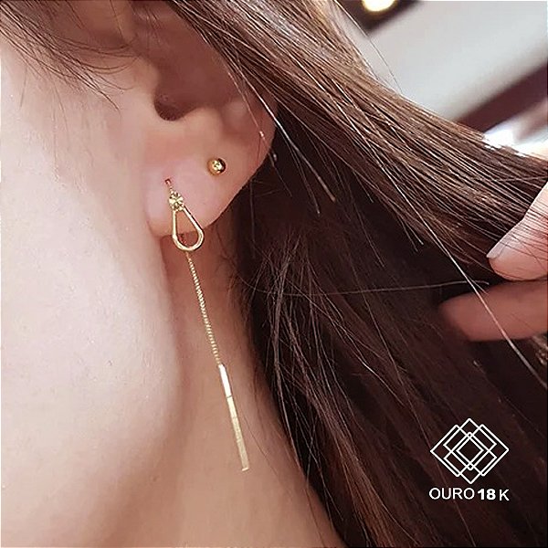 Brinco Gota Fio Veneziano Ouro 18k